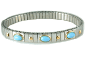 18k Gold Turquoise and Stainless Steel Bracelets