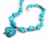 Chunky Turquoise Necklaces with Sterling Clasps