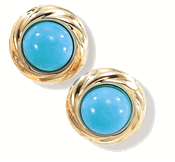 14kt Gold Turquoise Clip Button Earrings